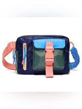 Victoria's Secret PINK Colorblock Crossbody Bag in Navy, Coral & Blue RARE